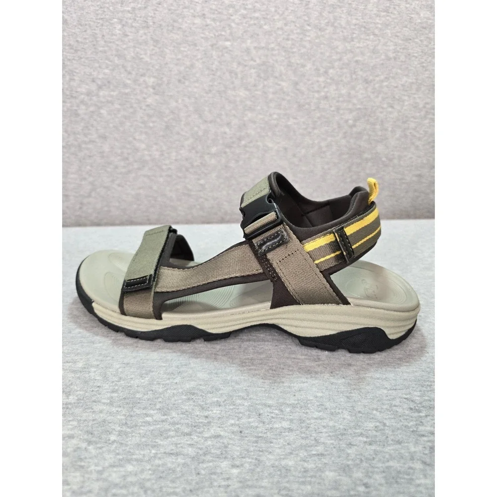 Bass Mens Size 12 Adjustable Strap Khaki Yellow Outdoor Hiking Sandal Cushioned